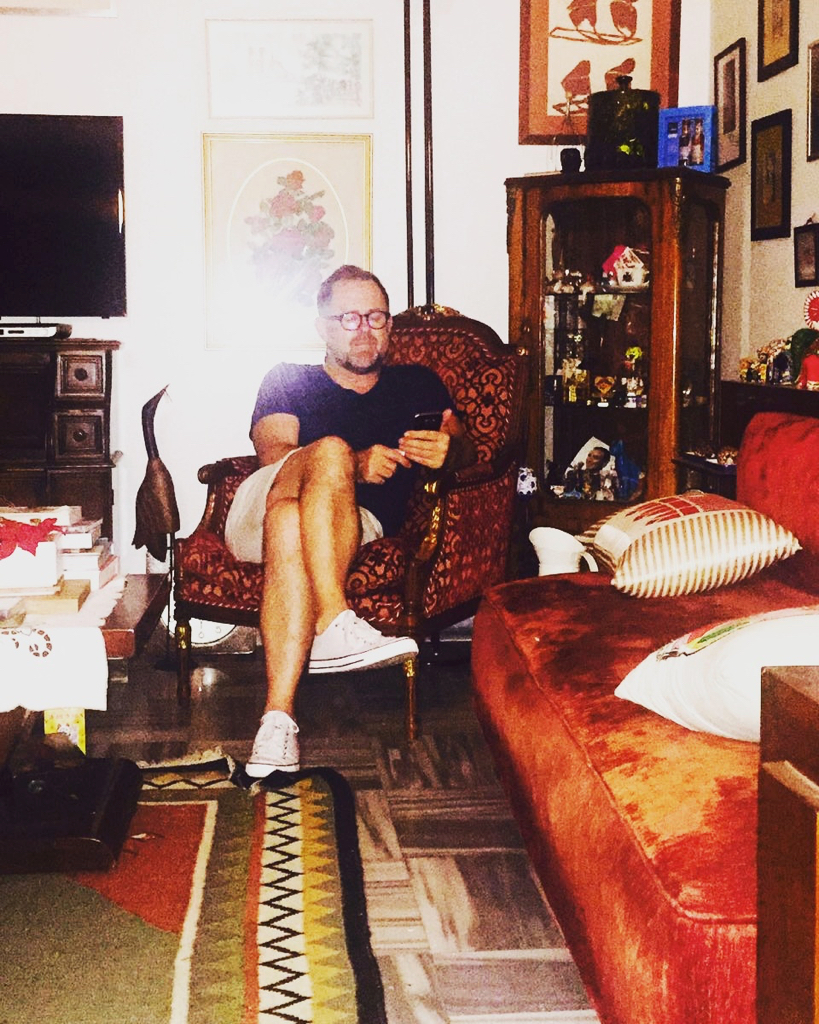 Copywriter Derek Isaacs at work