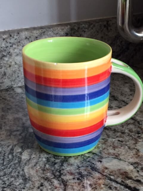 Claires favourite rainbow mug