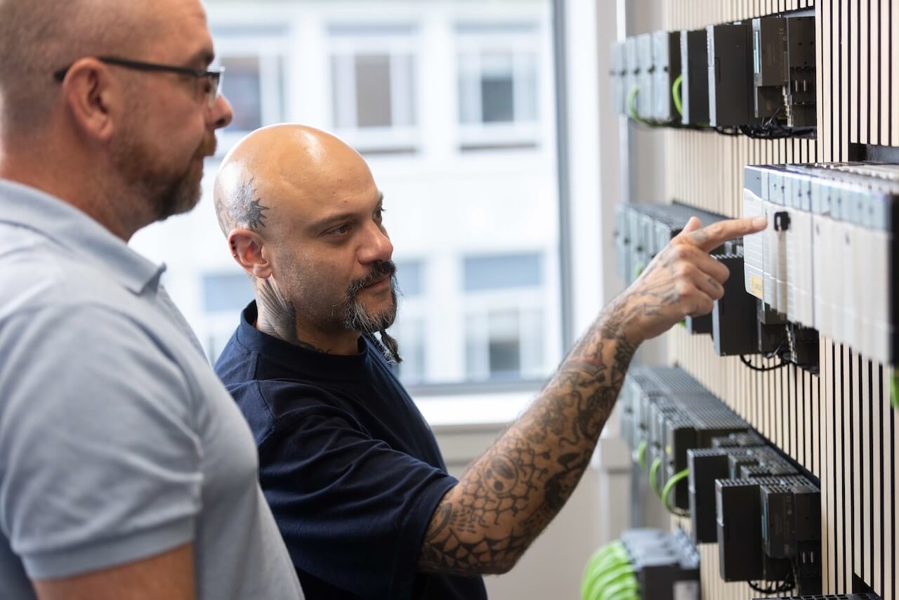 Nathan in action on a PLC training course at Scantime in Gateshead.